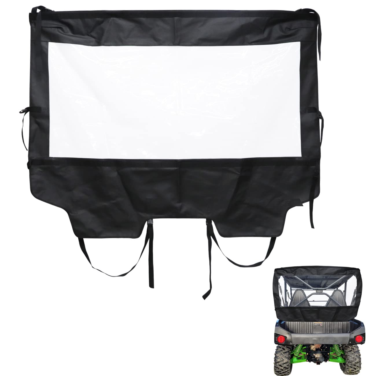 HIBRONGO Back Window Compatible with for UTV Kawasaki Teryx 4 800 2014 2015 2016 2017 2018 2019 2020 2021 2022 Accessories Rear Wind Screen Tarp Guard UTV Soft Windshield