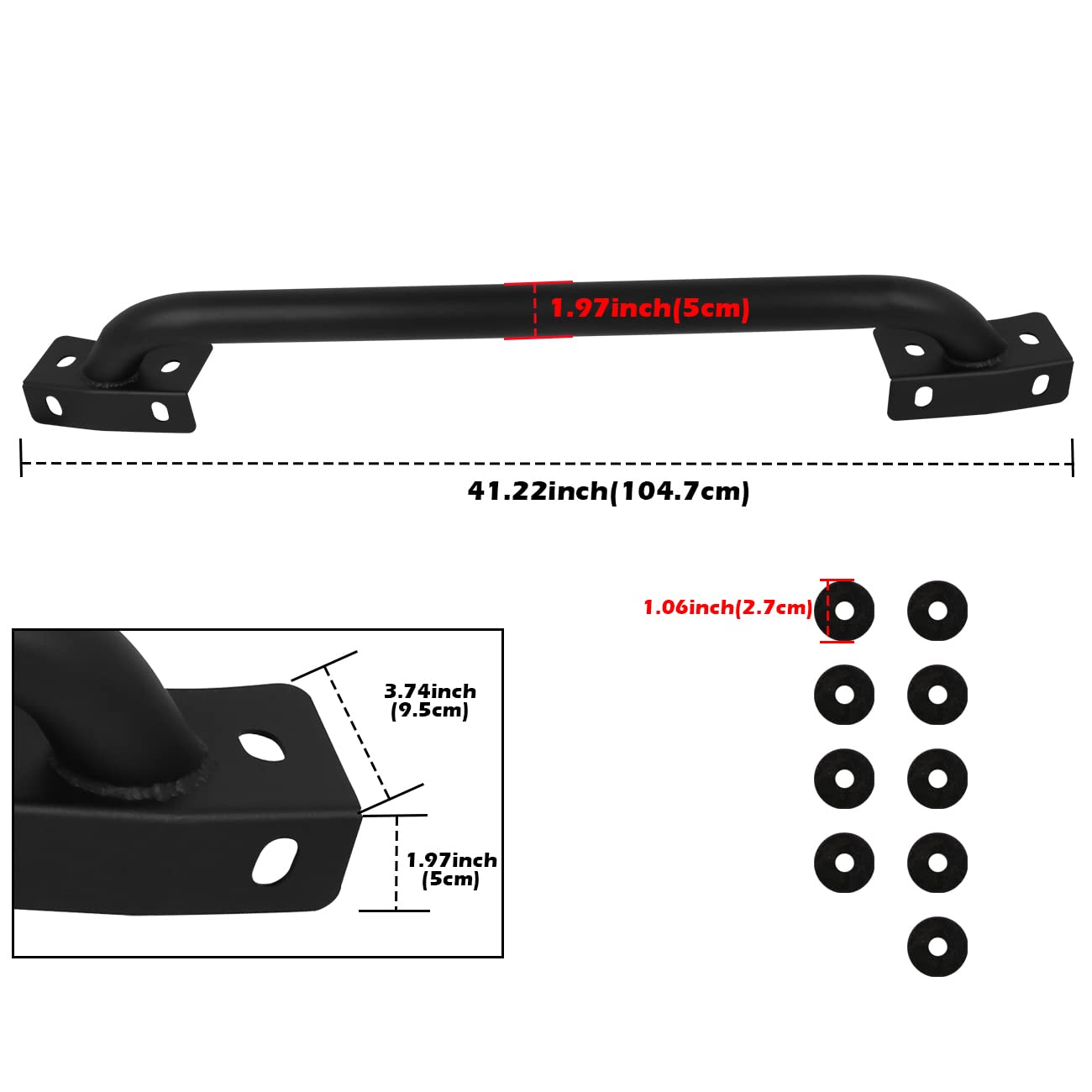 HIBRONGO Bumper Bull Bar Compatible with 2021 2022 Ford Bronco 2door 4door (For performance heavy duty modular Front Bumper Only) Off-road Guard Bar Steel Black