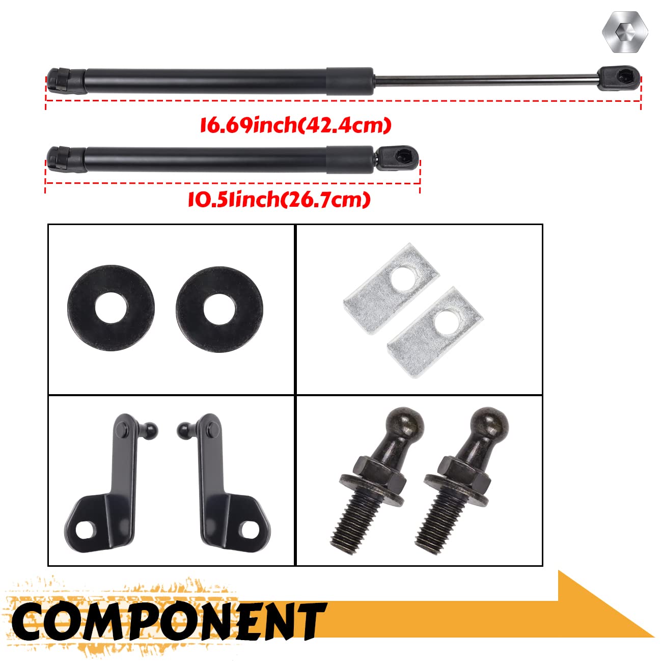 HIBRONGO Hood Lift Support Kit Compatible with 2021 2022 Ford Bronco 4Door 2Door Accessories Gas Struts Shocks Rod Quick Lift System