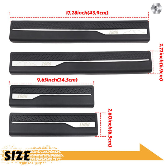 HIBRONGO Door Sill Guard Protector Compatible With for Bronco 2021 2022 4 Door Version Car Threshold Protection Plate Set Anti-slip Anti-scratch Rubber Front Rear Doors Pedal Mat Black 4Pcs 1966 style