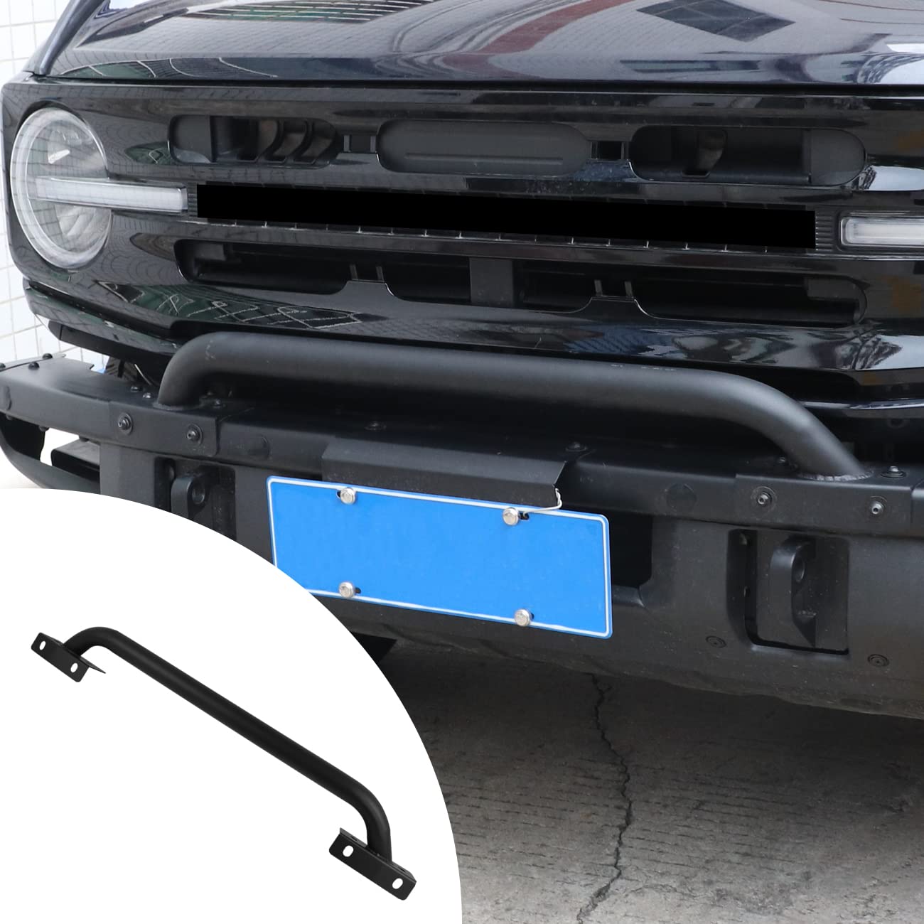 HIBRONGO Bumper Bull Bar Compatible with 2021 2022 Ford Bronco 2door 4door (For performance heavy duty modular Front Bumper Only) Off-road Guard Bar Steel Black