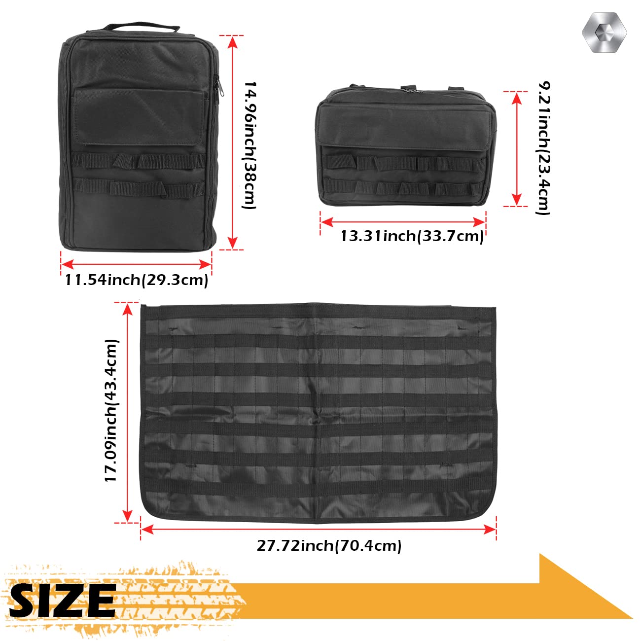 HIBRONGO Tailgate Storage Bag Compatible with 2021 2022 Ford Bronco 2Door 4Door Interior Accessories Cargo Organizer Rear Door MOLLE Panel Pockets Tools Hanger Board