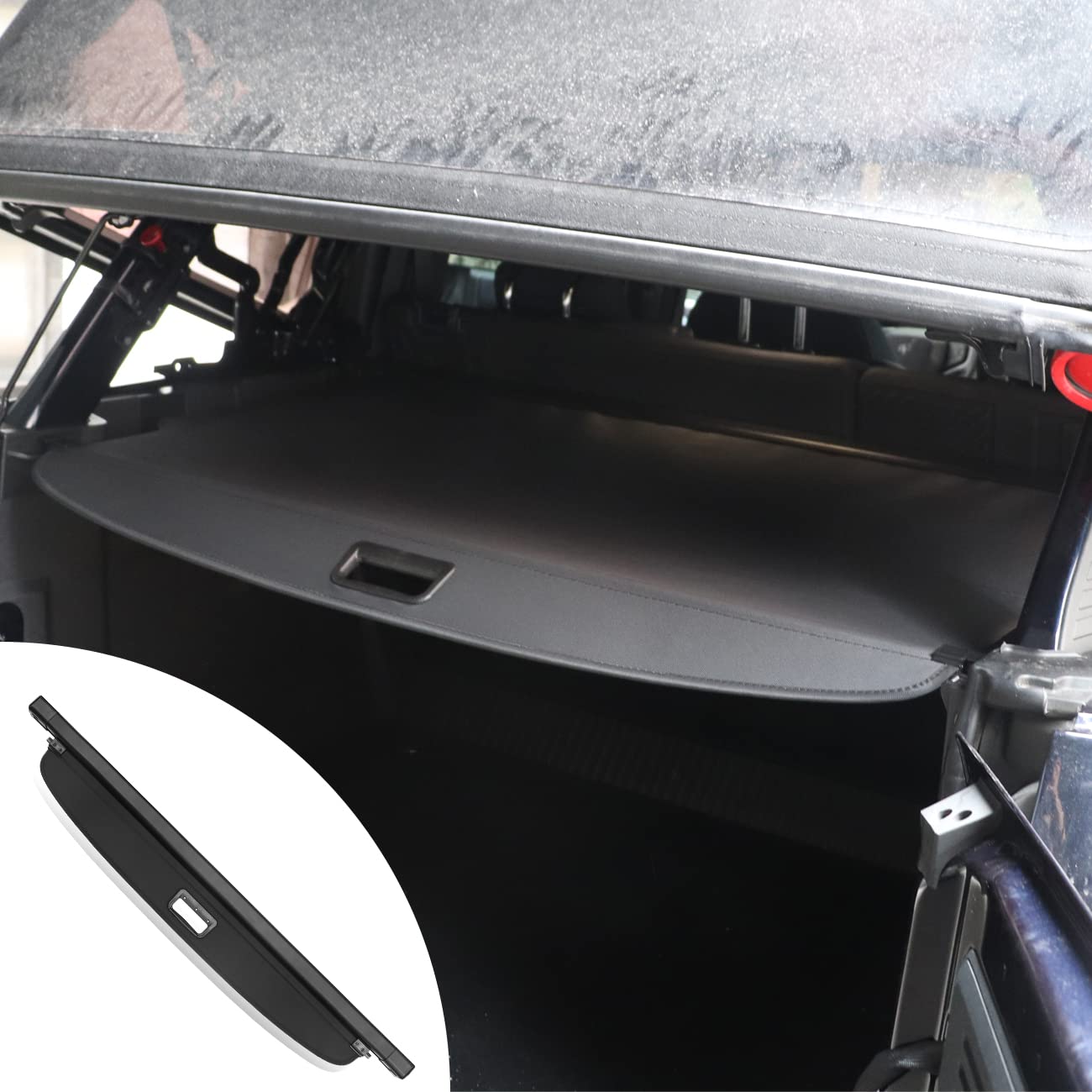 HIBRONGO Retractable Cargo Cover Compatible with Ford Bronco 4 Doors Soft Top Version 2021 2022 Accessories Car Trunk Partition Privacy Tonneau Cover Rear boot Shield Shade Black