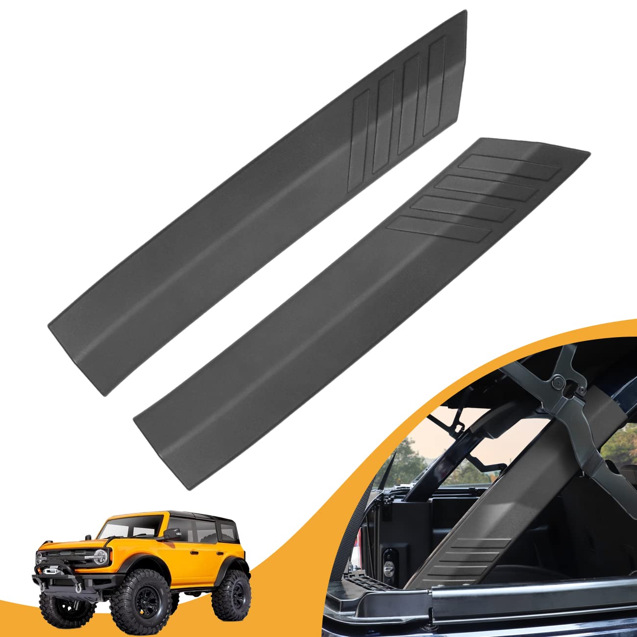 HIBRONGO Roll Bar Cover Compatible with Ford Bronco 2021 2022 4Door Accessories D-Pillar Garnish Paint Protector Protection Molding Trim Cover Black 2PCS ABS Scratch Proof Padding Sticker