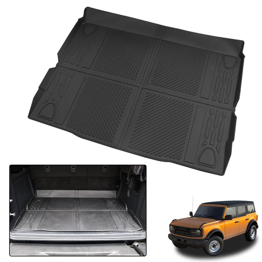 HIBRONGO Cargo Liners Compatible with for 2021 2022 Ford Bronco 4 Door Interior Accessories Rear Trunk Mat Cover TPE All Weather Floor Protector Anti Slip Pads Boot Tray