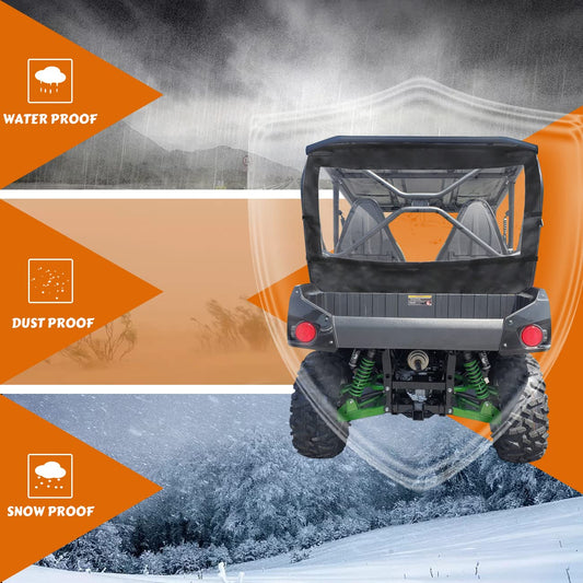 HIBRONGO Back Window Compatible with for UTV Kawasaki Teryx 4 800 2014 2015 2016 2017 2018 2019 2020 2021 2022 Accessories Rear Wind Screen Tarp Guard UTV Soft Windshield