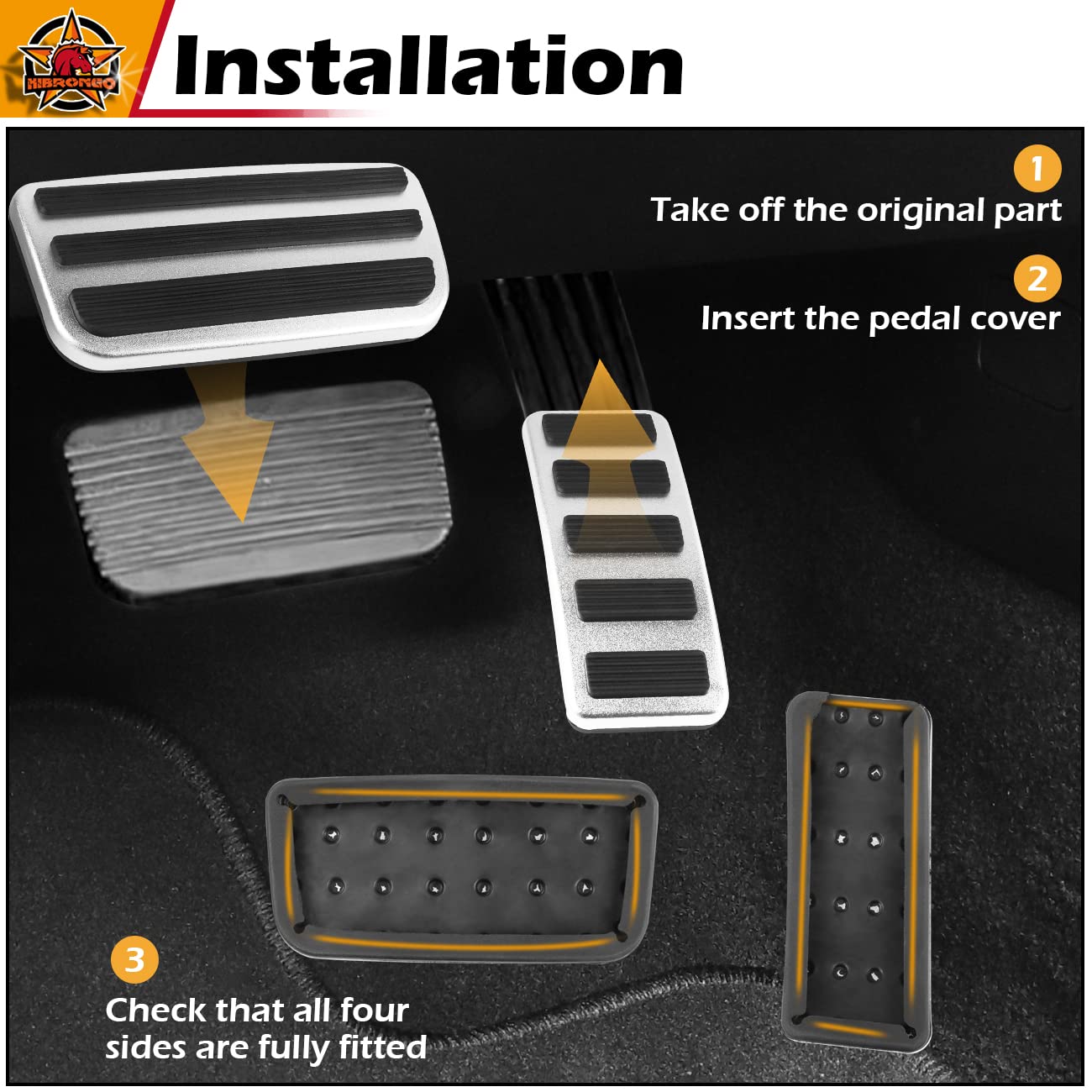 HIBRONGO Gas and Brake Pedal Cover Compatible With 2021 2022 Ford Bronco 2Door 4Door Interior Accessories Anti-Slip Accelerator Pedals Case for Automatic Transmission