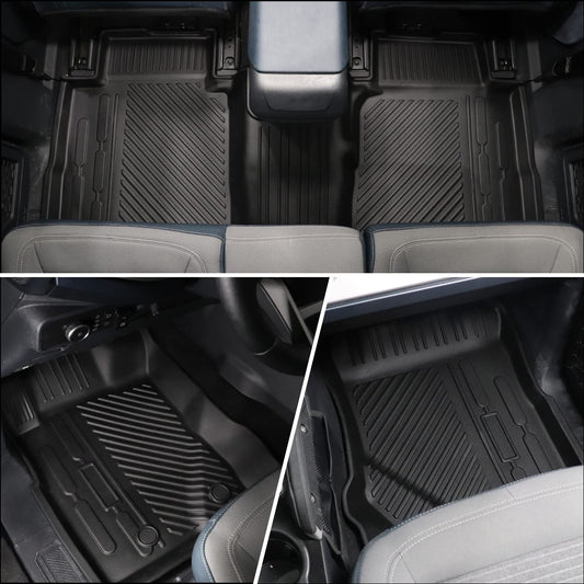 HIBRONGO TPE Carpet Floor Mats Set Compatible With For 2021 2022 Ford Bronco 4 Doors Interior Accessories Custom Fit All Weather Non-slip Waterproof Rubber Foot Mat Liner