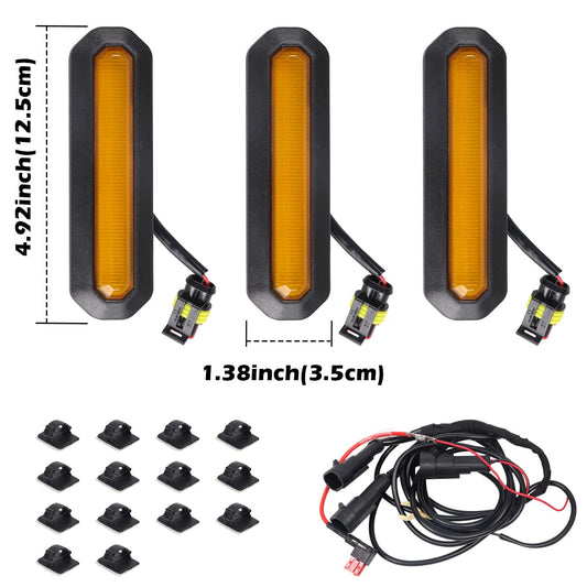 HIBRONGO LED Front Grille Lights Assembly Compatible with for 2021 2022 Ford Bronco Base or Black Diamone Version 2 Door 4 Door Accessories Front hood Amber Warning Grille Lamps Kit with Car Fuse 3PCS