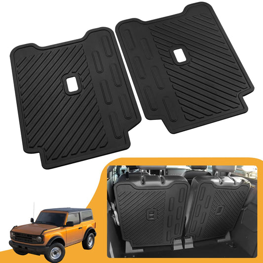 HIBRONGO Rear Seat Back Protector Compatible with for 2021 2022  Ford Bronco 2 Door Accessories Folded Down backrest protector TPE  Mat Pads with Back Hook fastener (Not for sport or 4dr version)